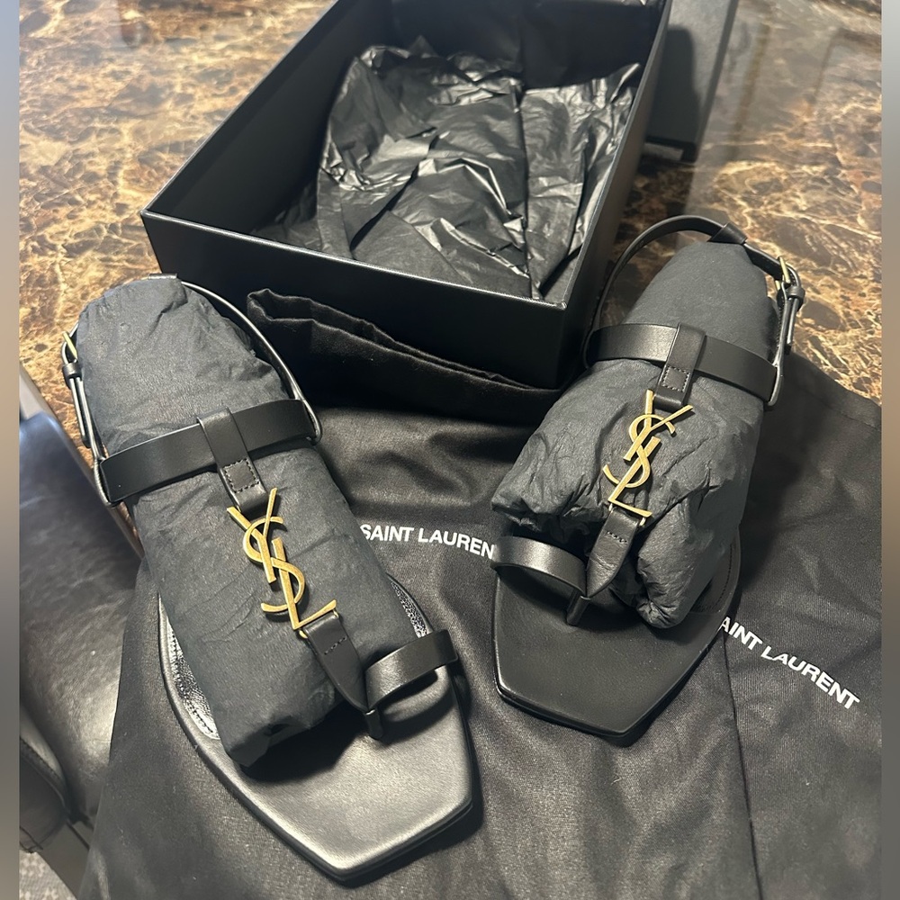 YSL Cassandra leather sandal